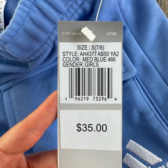 Brand New Adidas Girl’s/Youth’s Shorts “Med Blue” - Picture 5 of 8